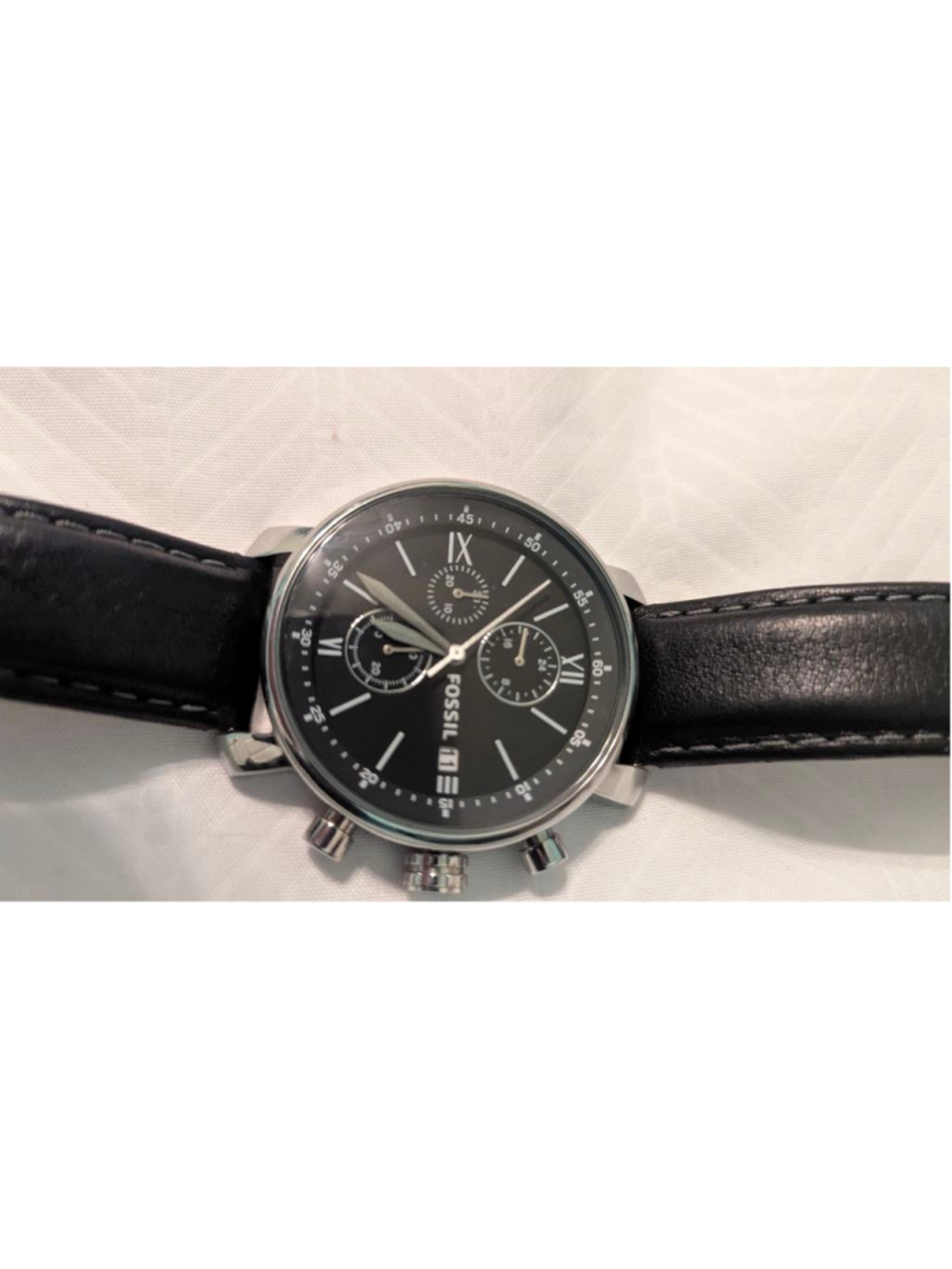 Fossil Men's Black Leather Watch